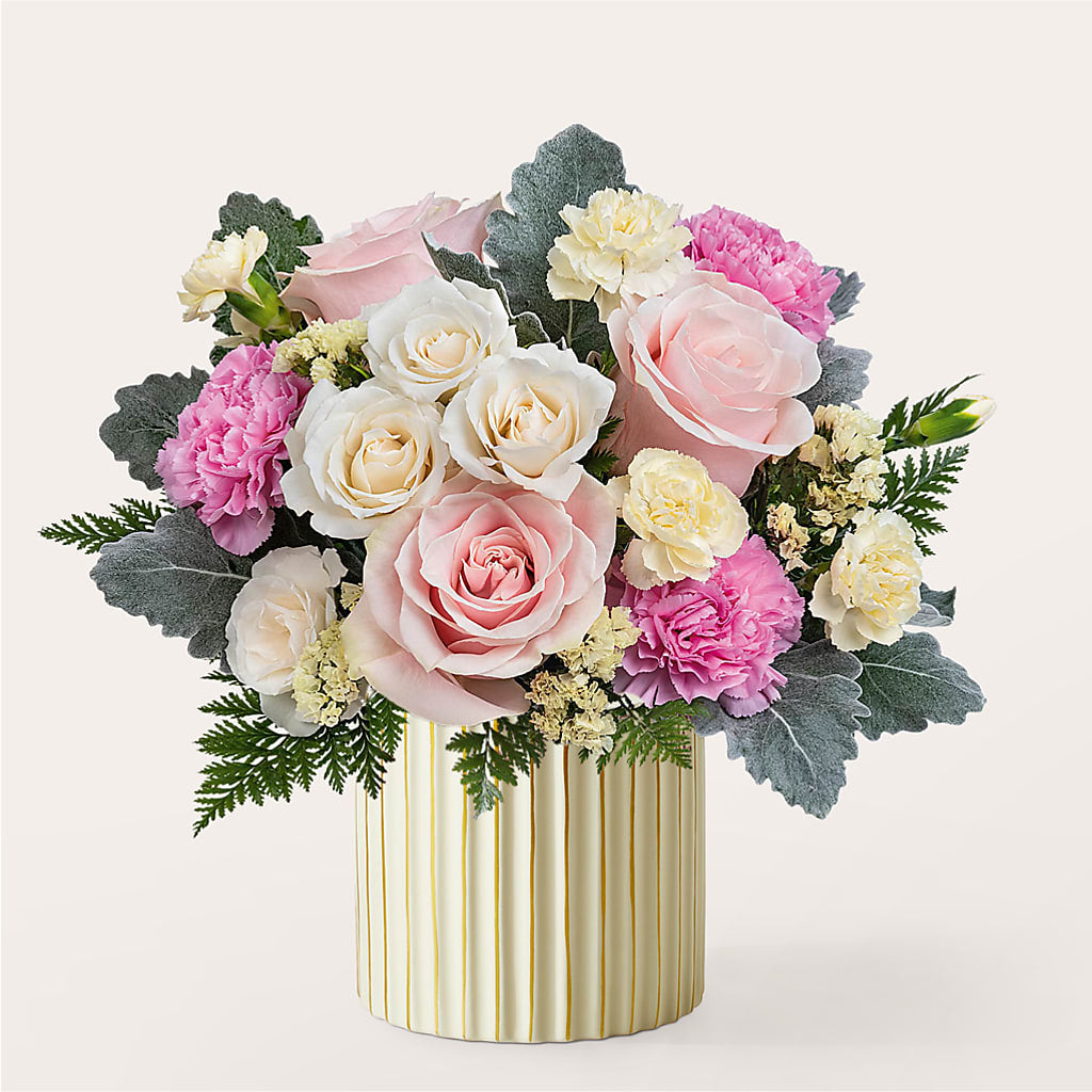Blissful Moments Bouquet with Ivory Vase – COUNTRY HEARTH FLOWER & GIFT SHOP, East Berlin PA