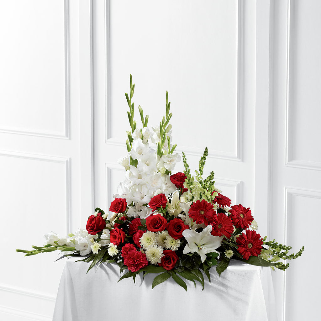 Crimson & White Arrangement – COUNTRY HEARTH FLOWER & GIFT SHOP, East Berlin PA