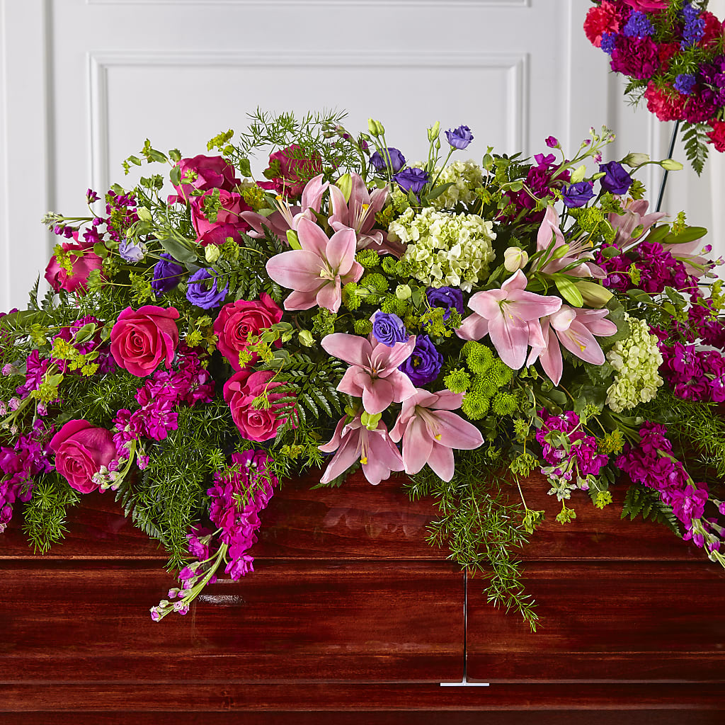 Radiant Tribute Casket Spray – COUNTRY HEARTH FLOWER & GIFT SHOP, East Berlin PA