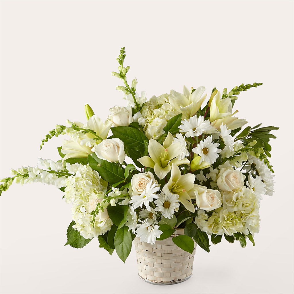 Ivory Elegance Floral Basket – COUNTRY HEARTH FLOWER & GIFT SHOP, East Berlin PA