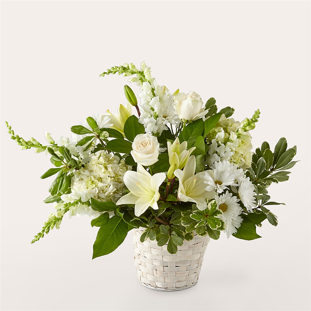 Ivory Elegance Floral Basket – COUNTRY HEARTH FLOWER & GIFT SHOP, East Berlin PA