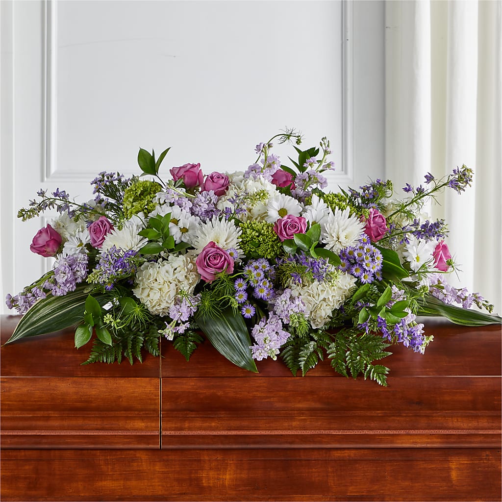 Meadows of Serenity Casket Spray – COUNTRY HEARTH FLOWER & GIFT SHOP, East Berlin PA