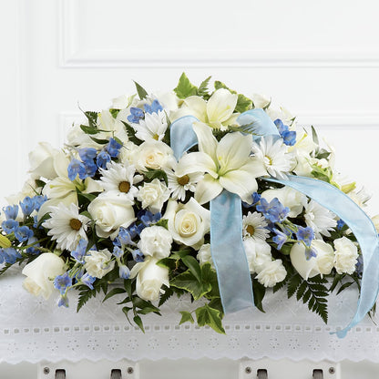Tender Treasure Casket Spray – COUNTRY HEARTH FLOWER & GIFT SHOP, East Berlin PA