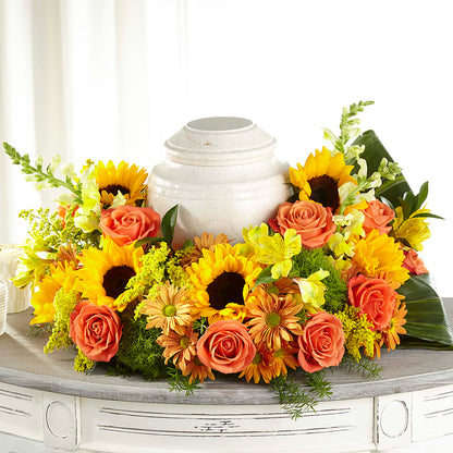 Faithful Sunflower Cremation Adornment – COUNTRY HEARTH FLOWER & GIFT SHOP, East Berlin PA
