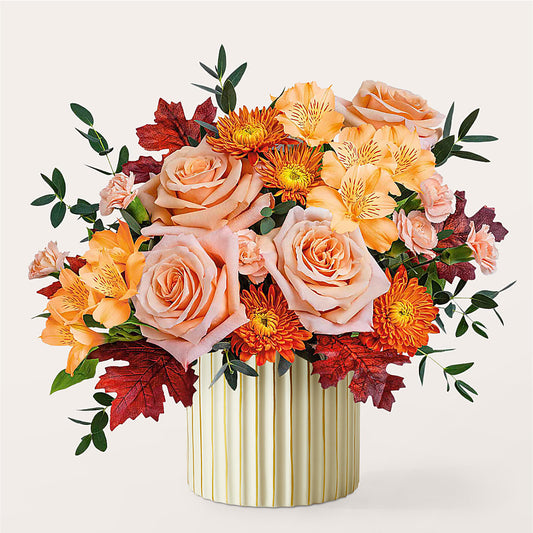 Spiced Latte Bouquet with Ivory Vase – COUNTRY HEARTH FLOWER & GIFT SHOP, East Berlin PA