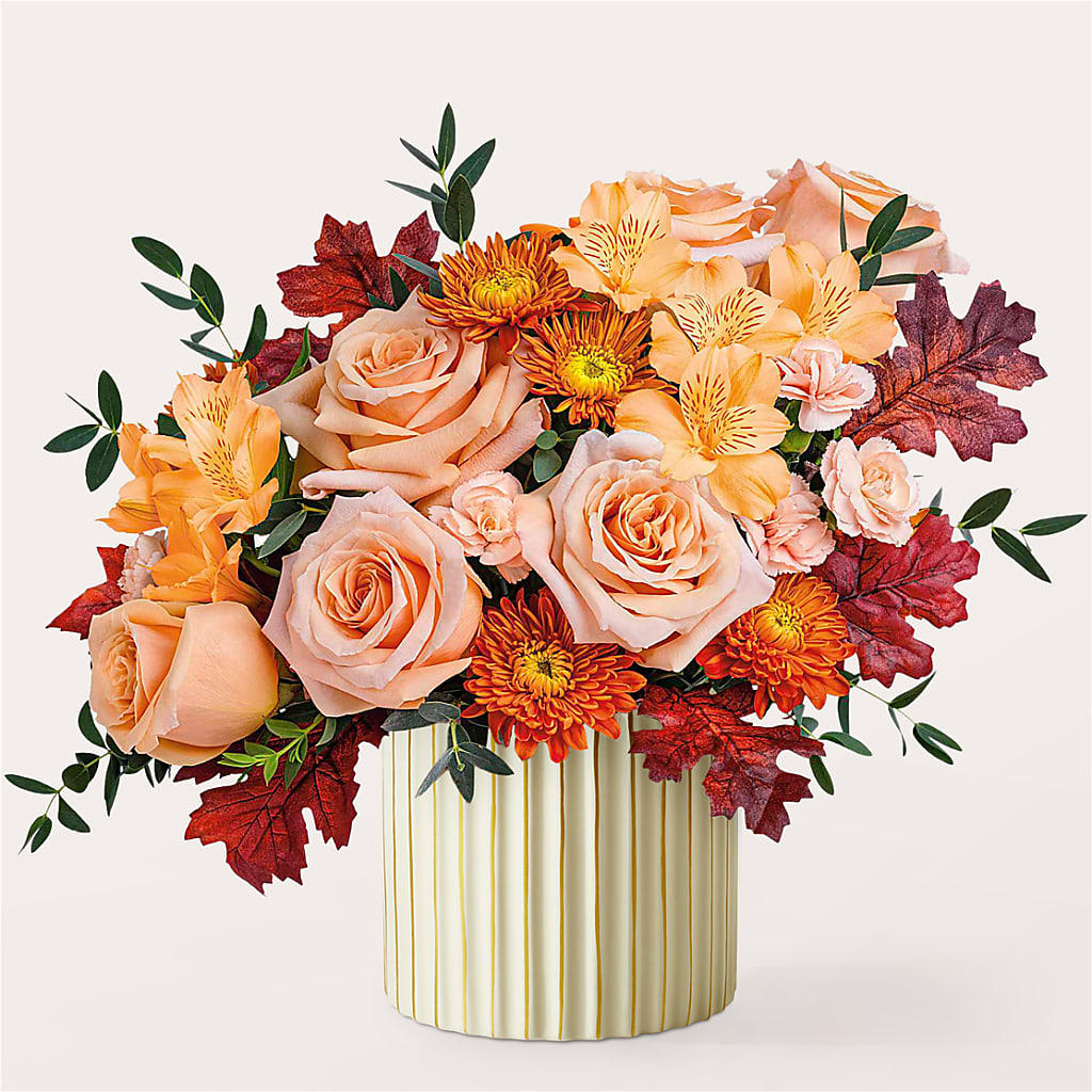 Spiced Latte Bouquet with Ivory Vase – COUNTRY HEARTH FLOWER & GIFT SHOP, East Berlin PA