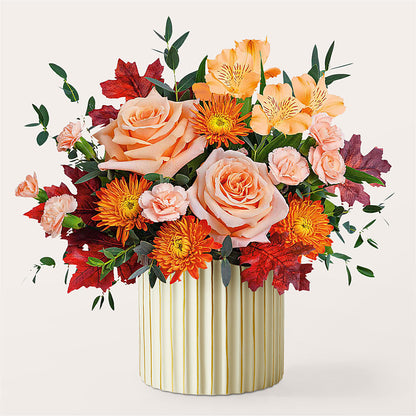 Spiced Latte Bouquet with Ivory Vase – COUNTRY HEARTH FLOWER & GIFT SHOP, East Berlin PA