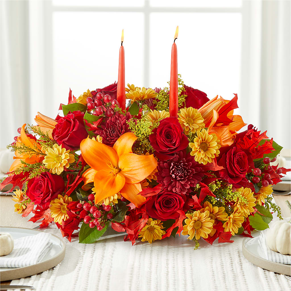 Autumn's Embrace Centerpiece – COUNTRY HEARTH FLOWER & GIFT SHOP, East Berlin PA