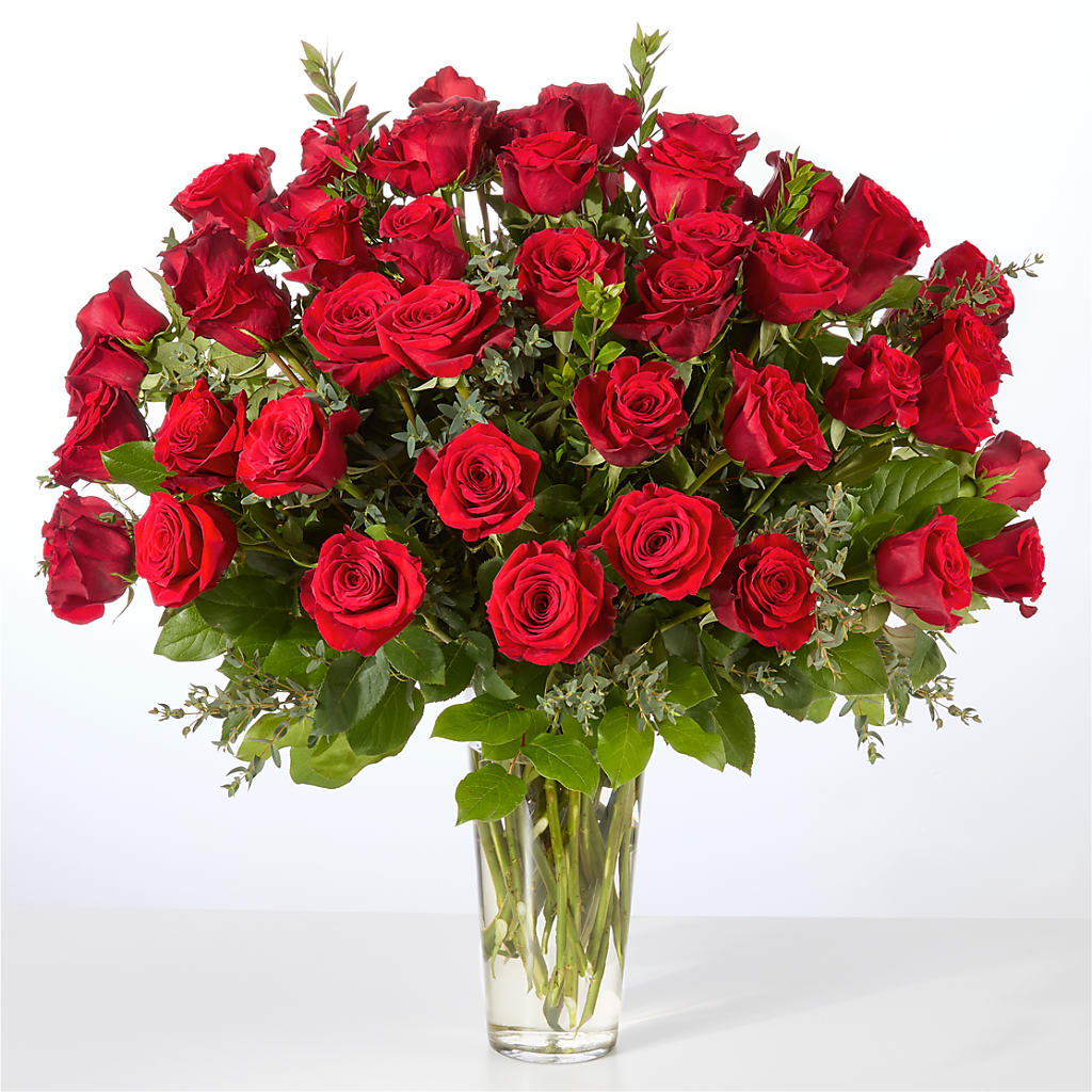 Forever Yours Fifty Stem Red Rose Bouquet – COUNTRY HEARTH FLOWER & GIFT SHOP, East Berlin PA